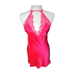 Victoria's Secret Women's Cami Slip Dress Nightie Lace Trimmed Pink Small